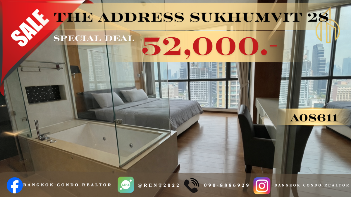Fully furnished 💝 ให้เช่า📌ดิ แดดเดรส สุขุมวิท 28(Line:@rent2022)✅พร้อมเข้าอยู่✨A08611